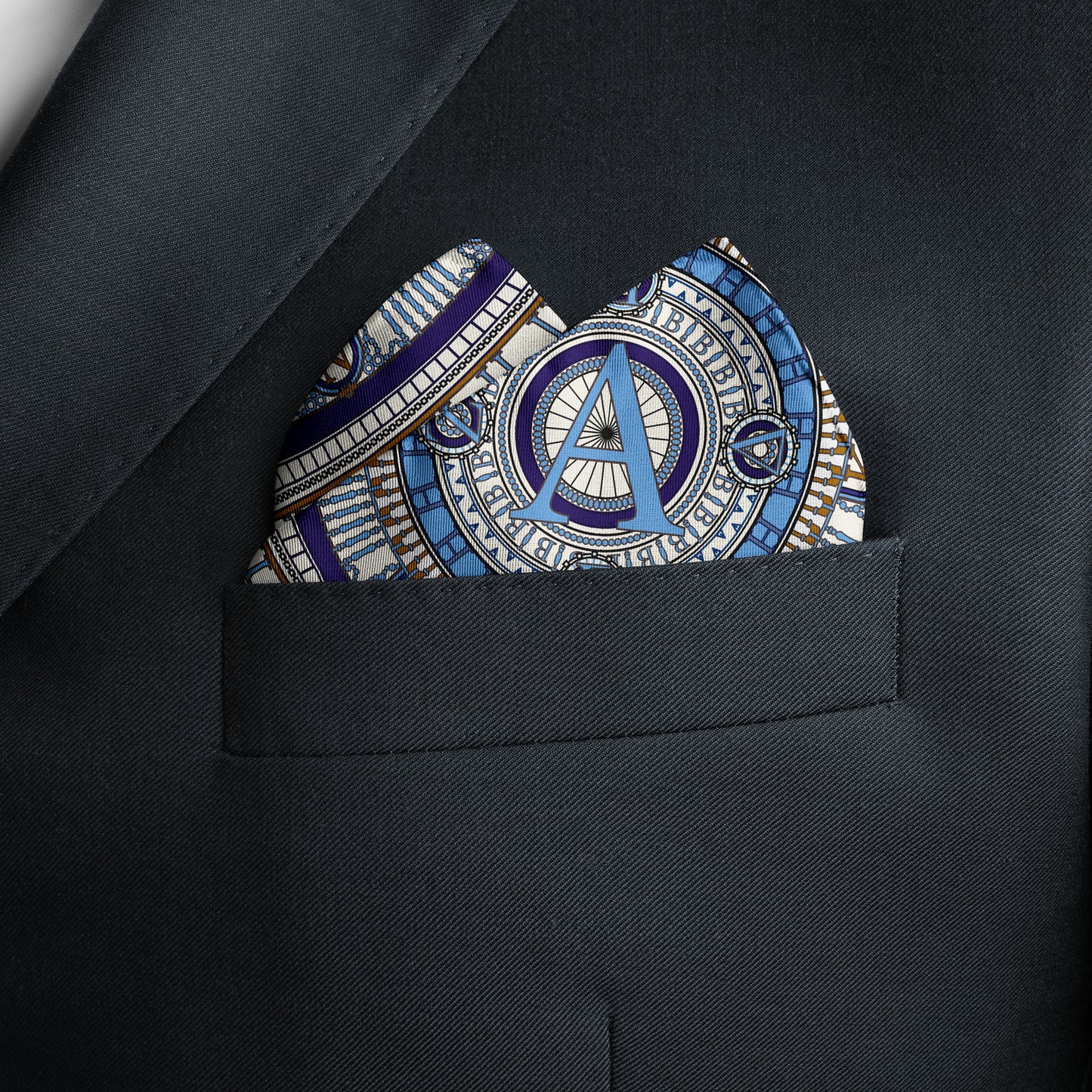 The Greek Alphabet Blue Pocket Square
