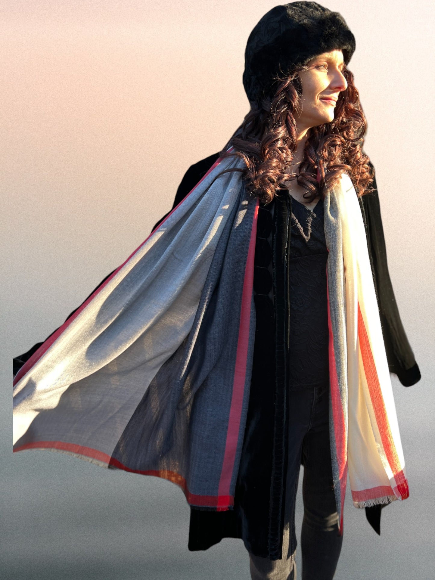 Black and White Classic Plaid Wool & Silk Scarf