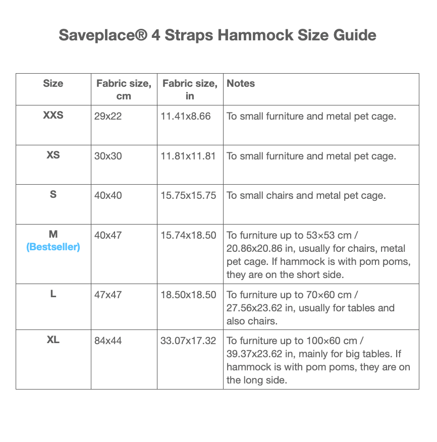 CROISSANTS Saveplace® Minimalist Design Multi-Purpose Hammock, 6 sizes