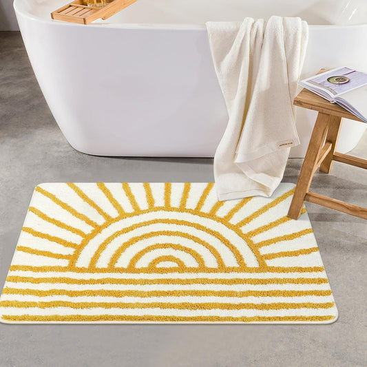 AIESY®- Live Beautiful ! Yellow Sunrise Bath Mats