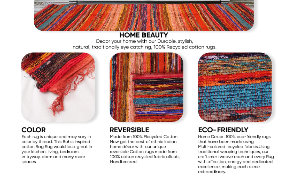 Recycled Cotton Chindi Rug Colorful & Durable