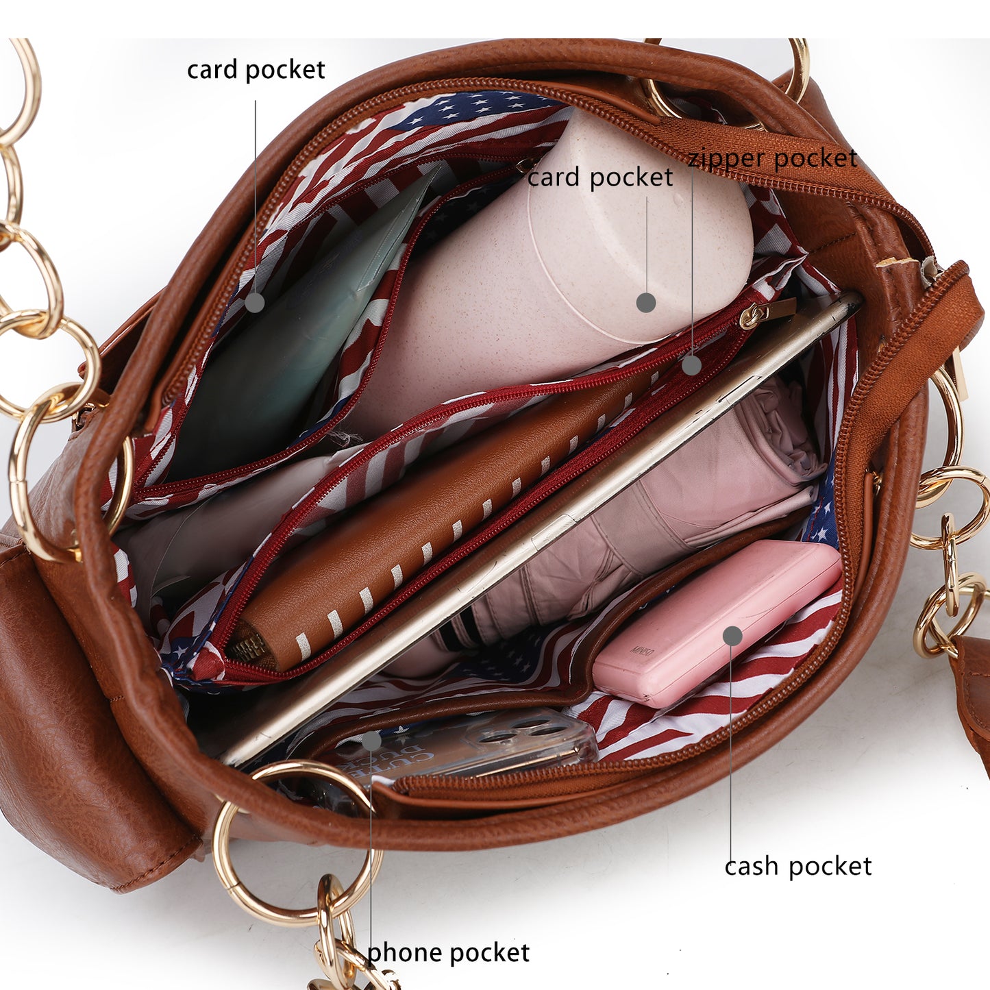 Alaina Vegan Leather Women Flag Shoulder Bag