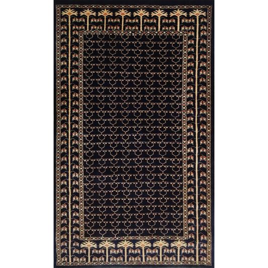 3×5 Feet Handmade Black Wool Carpet Parda