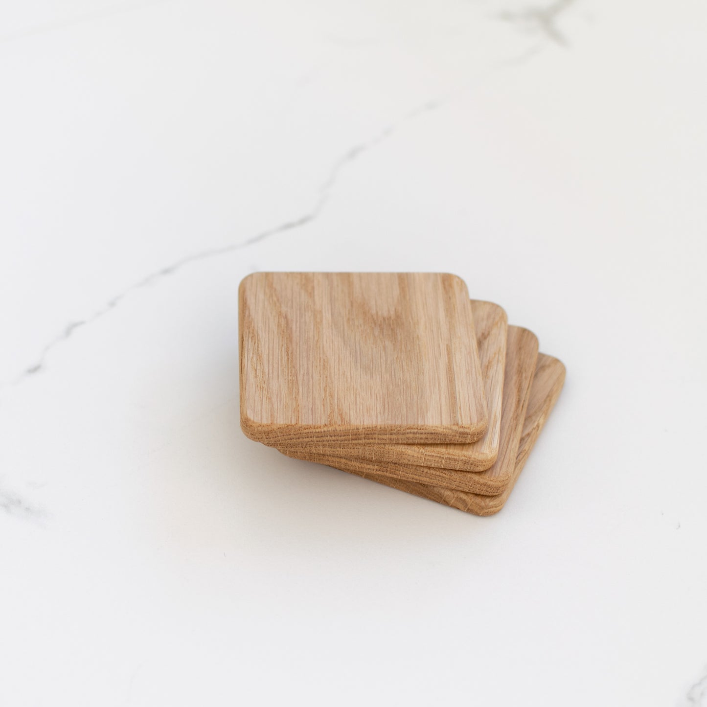 Wooden Oak Walnut Coasters for Glasses, Cups or Candles. Set of 4.