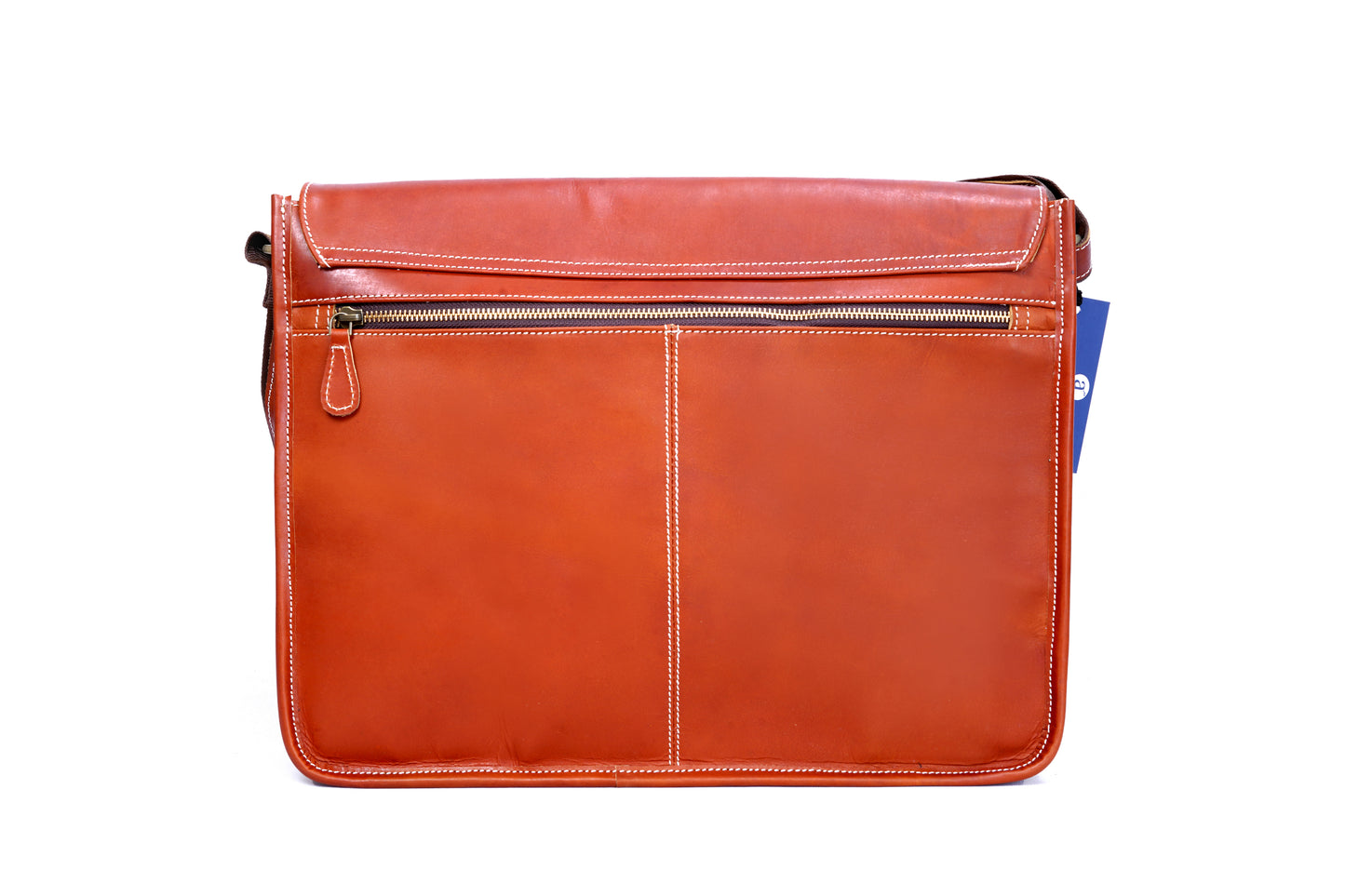 Handmade Buffalo Leather Orange Crossbody Messenger Bag.