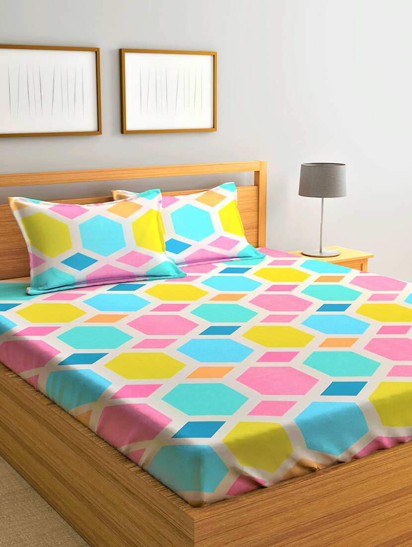Printed Bedsheet With Pillow Cover (multi)