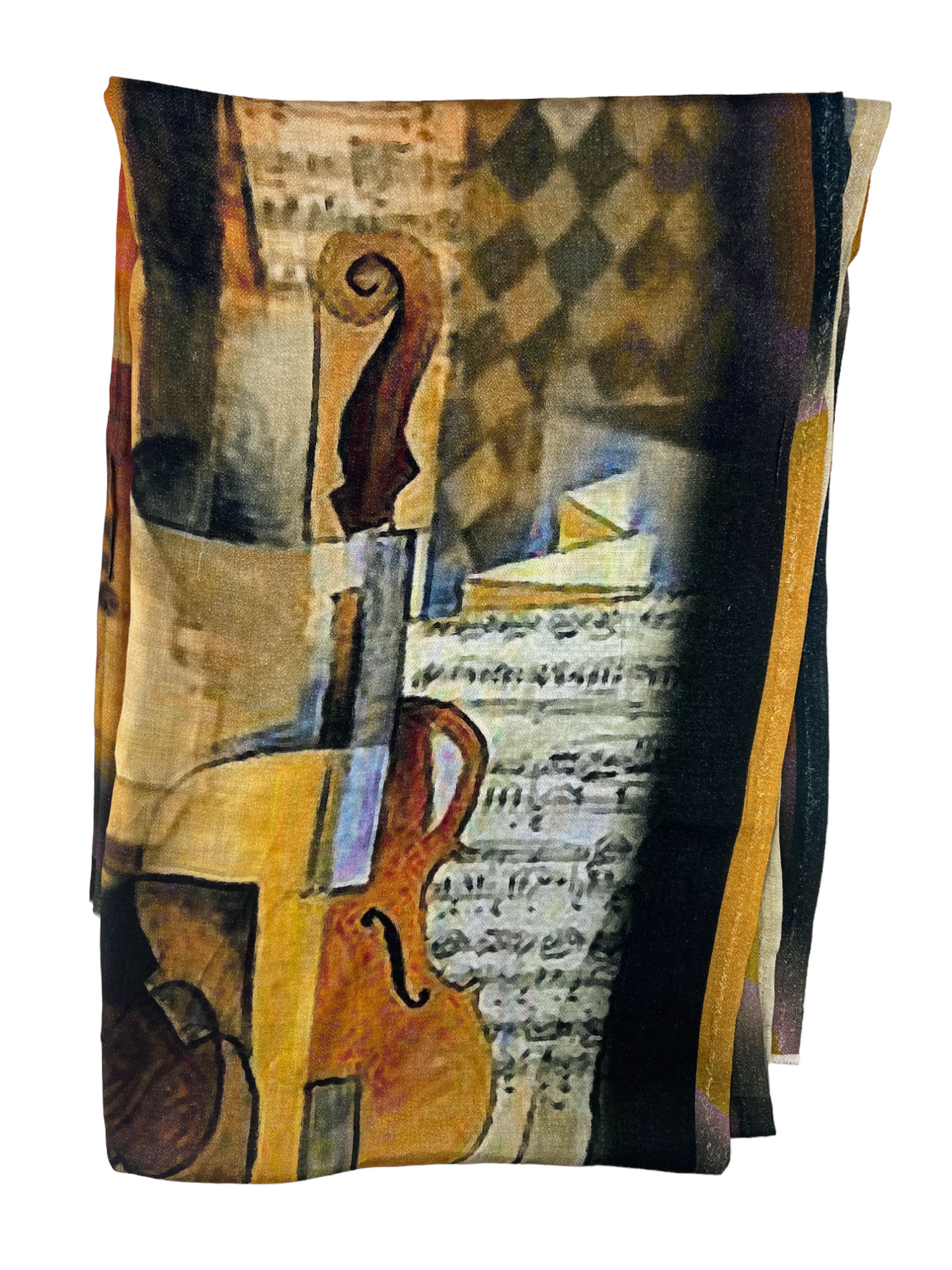 Brown and Rust Digitally Printed Abstract Watercolor Scarf