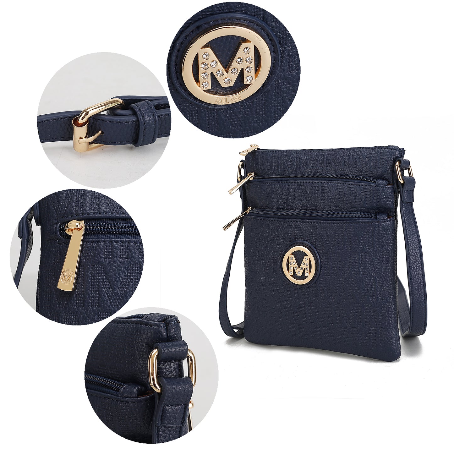Lennit Embossed M Signature Crossbody Bag