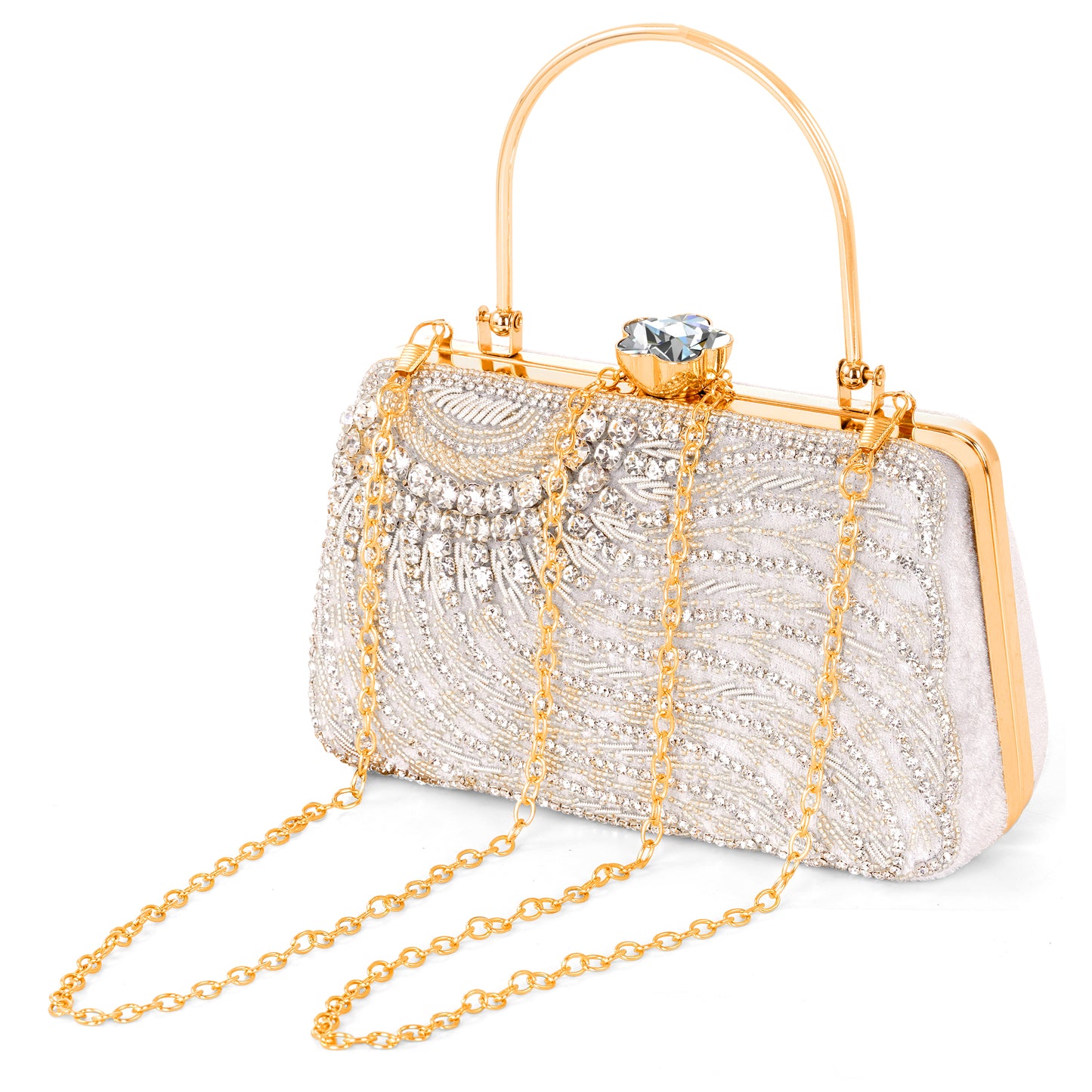 A.E Emboried Wedding Beautiful Silver Clutch |Fancy Ladies Purse |