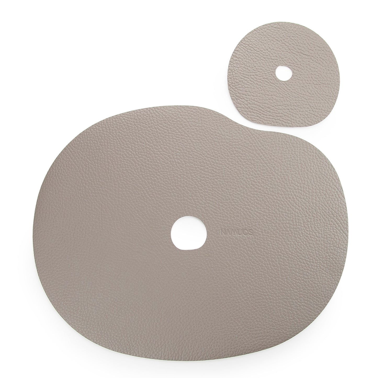 Real leather placemat and coaster, beige