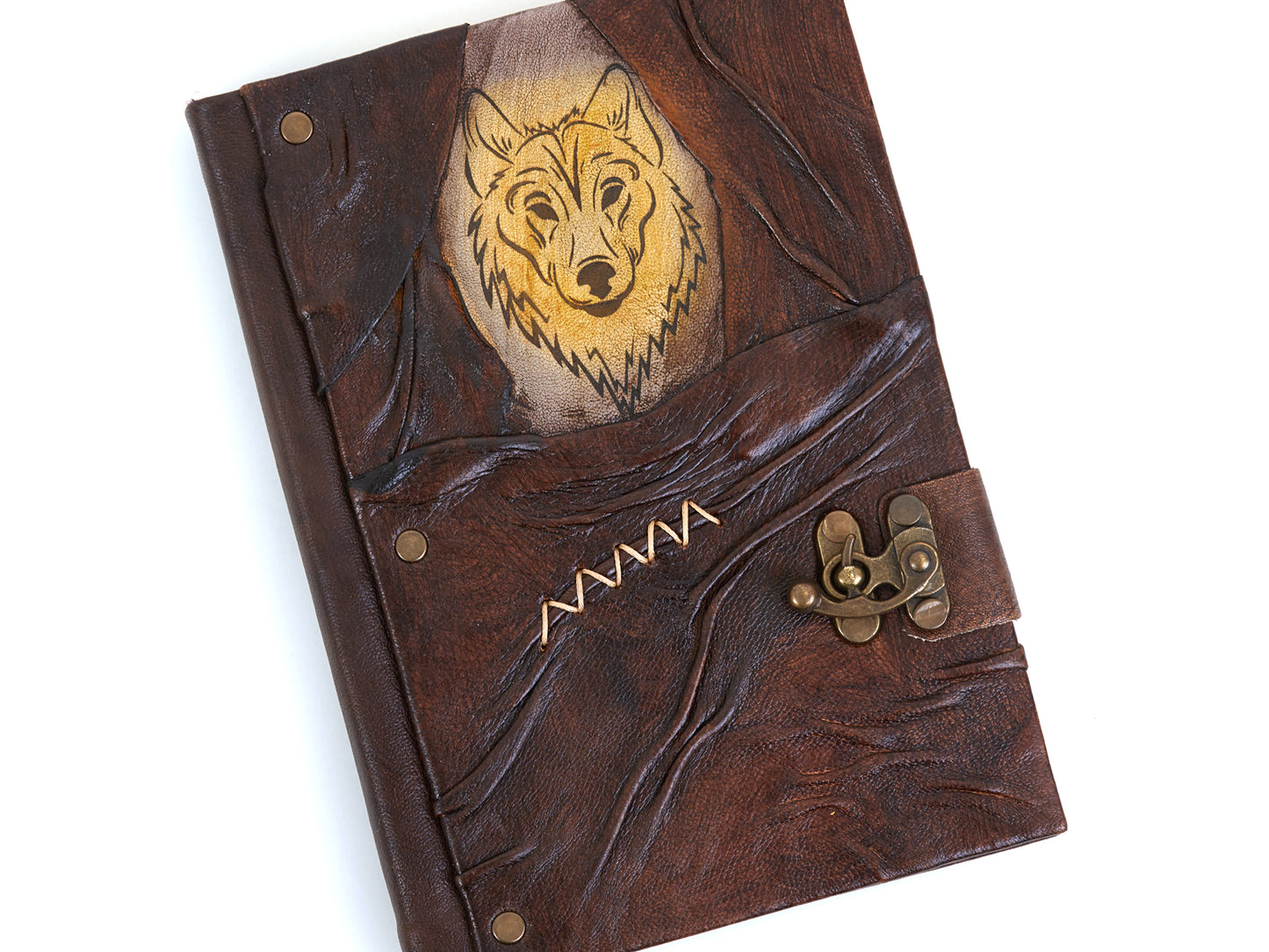 Wolf Design Genuine Craft Leather Journal Diary Notebook