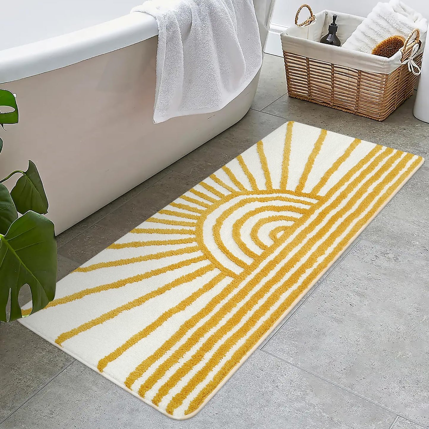 Yellow and White Sun Bath Rugs 24x59 inch