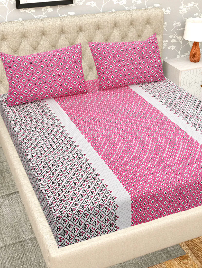 Printed Super King Size Fitted Printed Double Bedsheets