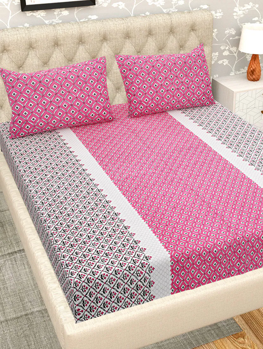Printed Super King Size Fitted Printed Double Bedsheets