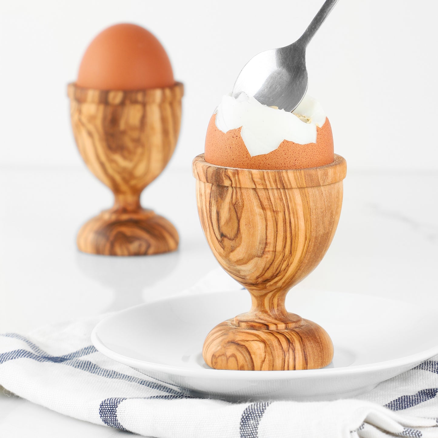 Rustic Olive Wood Egg Cup