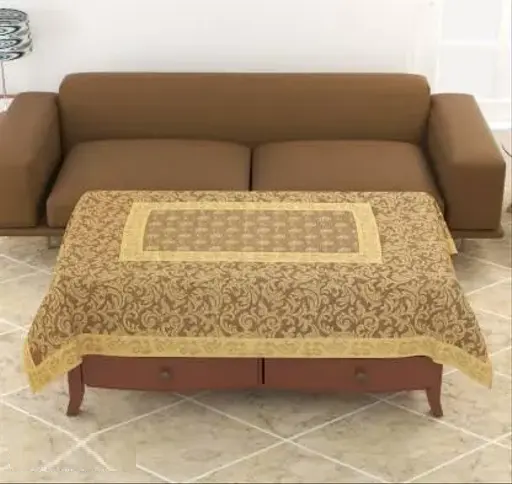 Printed 4 Seater Table Cover (Gold, Cotton)