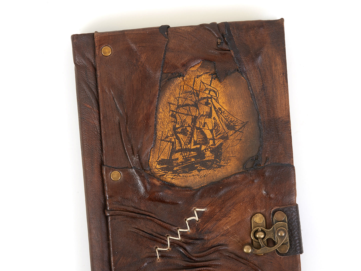 Sailing Ship Design Genuine Craft Leather Journal Diary