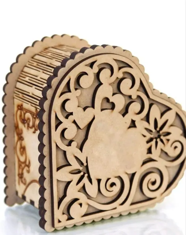 Wooden Heart Shape Ring Box