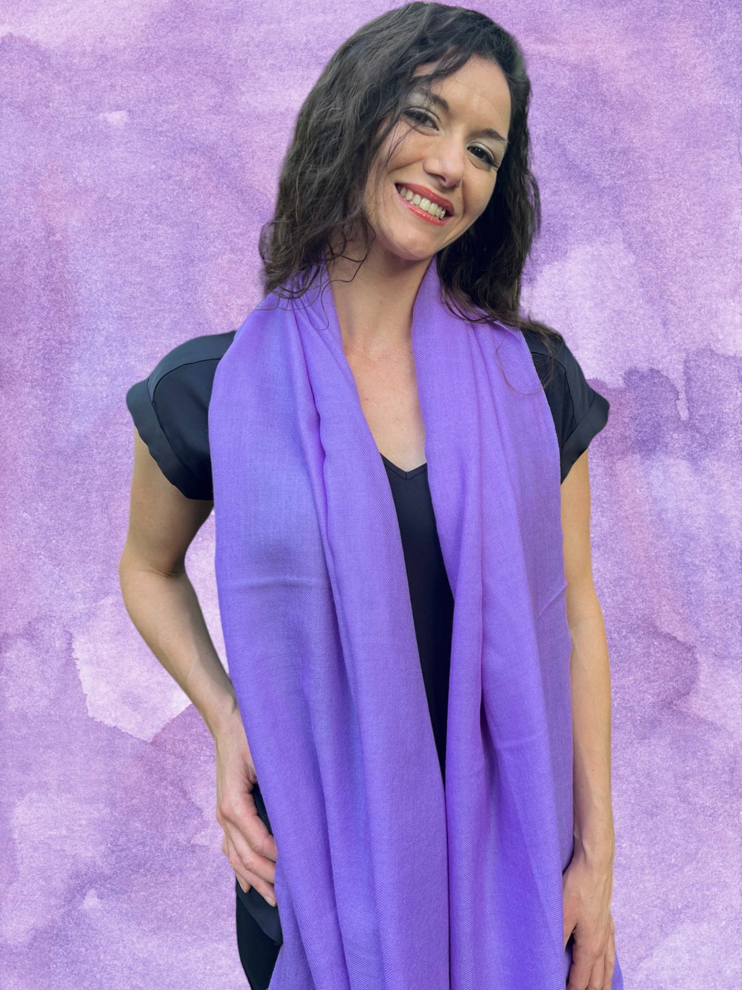 Lavender Cashmere Thin Weave Solid Scarf