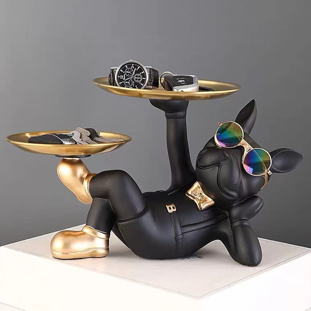 Decoration Cool Dog Showpiece with Plate for Home Decor Item