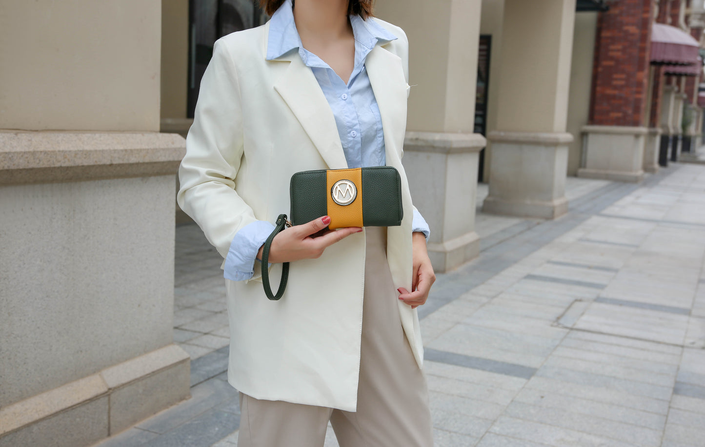 Vallie Color-Block Vegan Leather Women Tote Bag with Matching Wallet