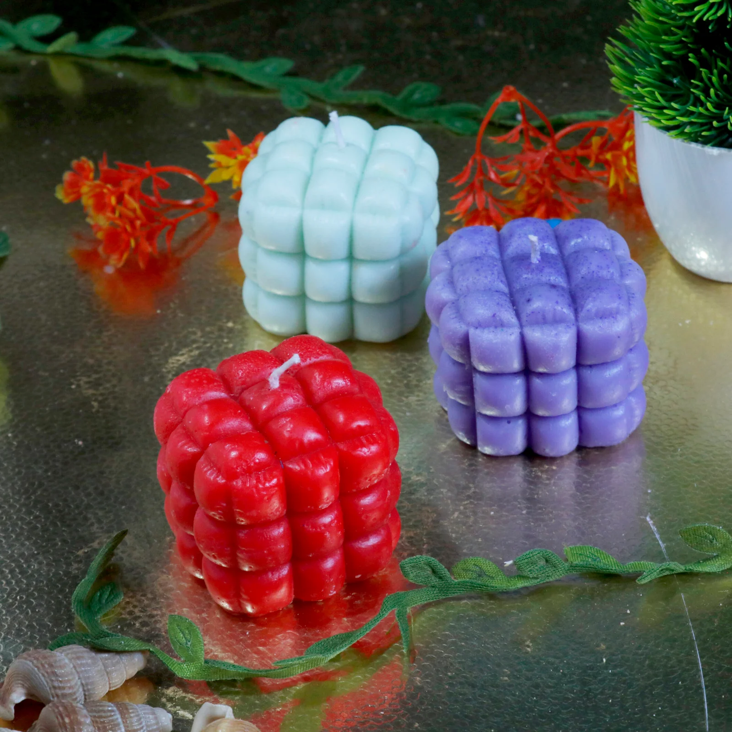 Bubble Candle Soy Wax Cube for Party Pack Of 3