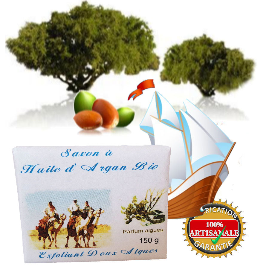 Organic argan oil exfoliating soap algae 150 g
