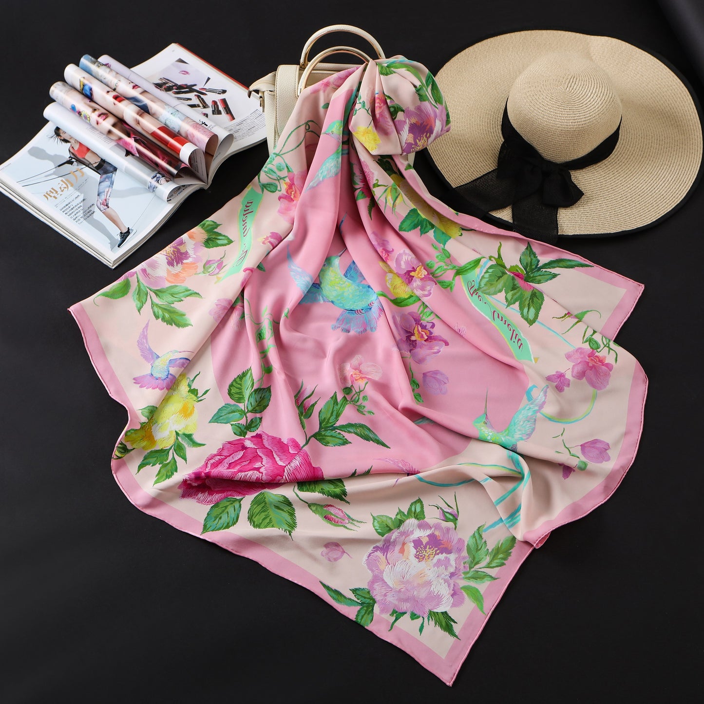 Amelia Nature 100% Real Mulberry Silk Square Scarf