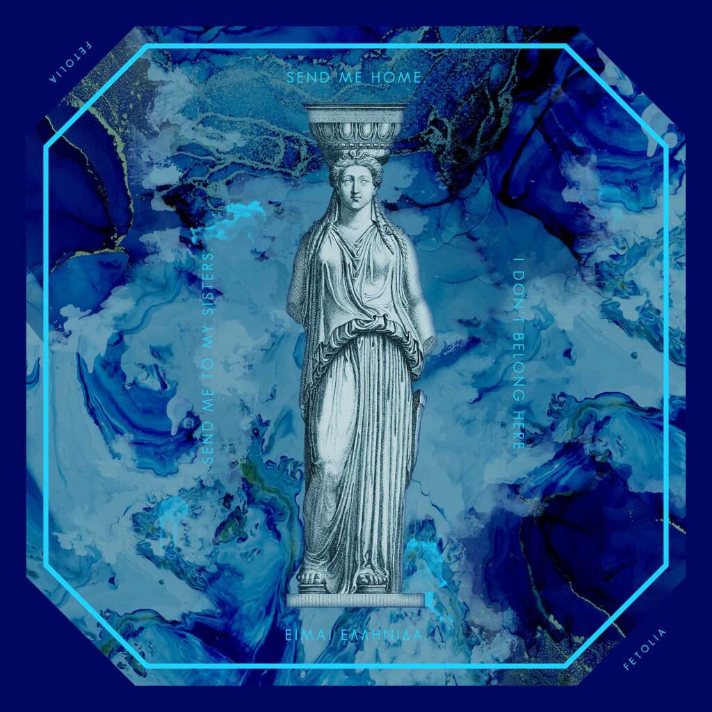 Caryatid - Blue -100% Silk Scarf