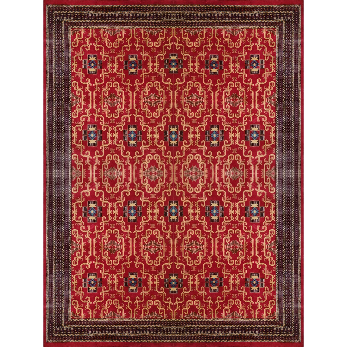9×12 Ft Handmade Red Wool Carpet Palace