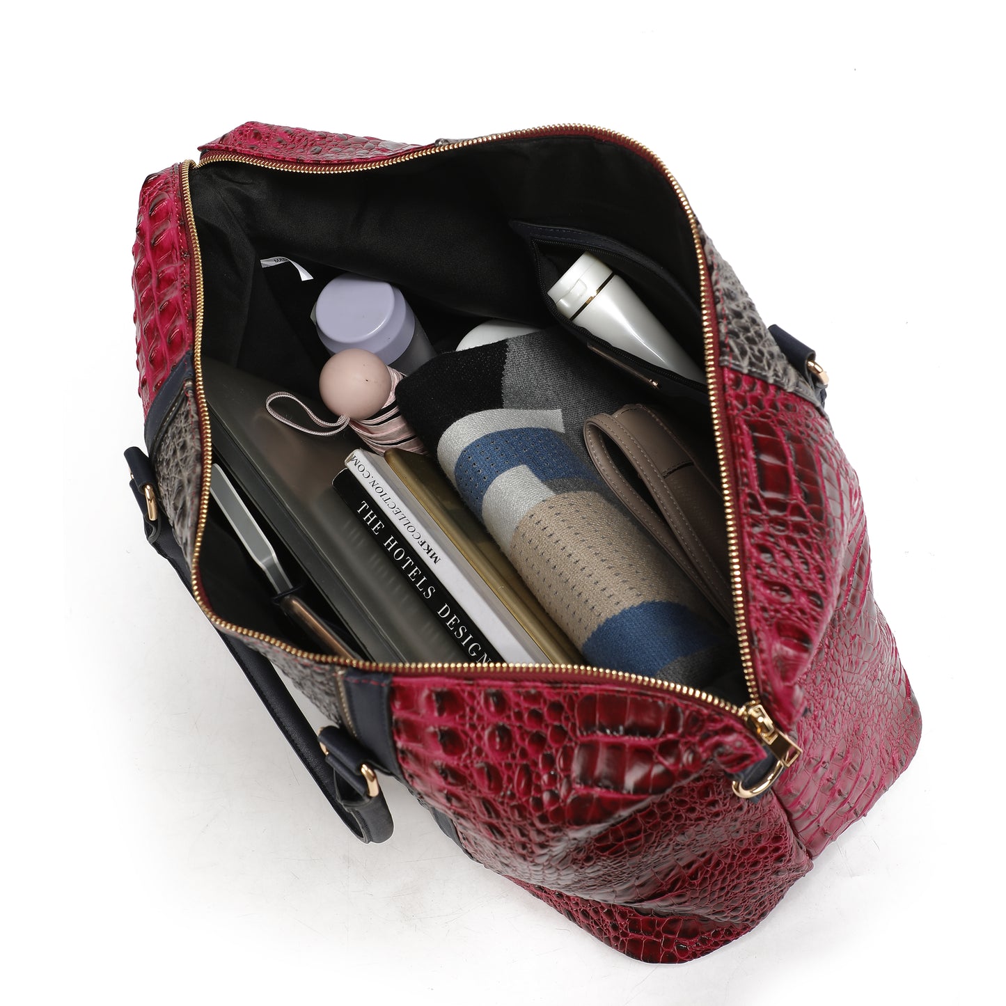 MKF Collection Raven Faux Crocodile-Embossed Duffle Bag by Mia K