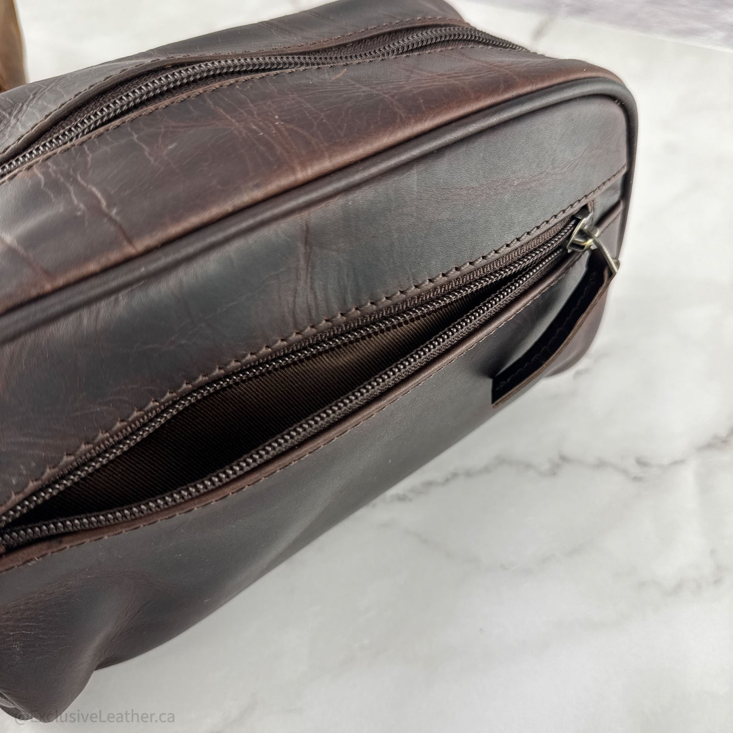 Buff Leather Unisex Dopp Kit / Toiletry bag- weekend getaway