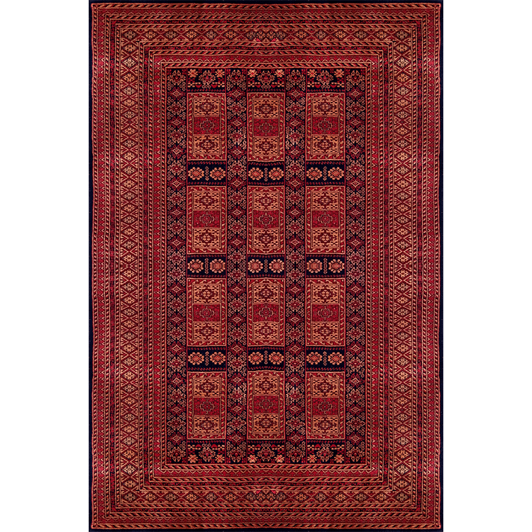 6×9 Feet Hand Knotted Wool Carpet Brown and Black Tribal