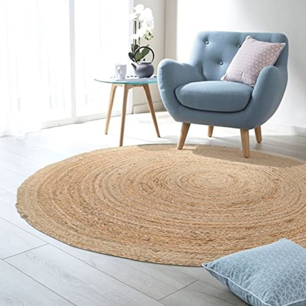 Reversible Carpet for Farmhouse, Living Room & Bedroom (100 cm Round)