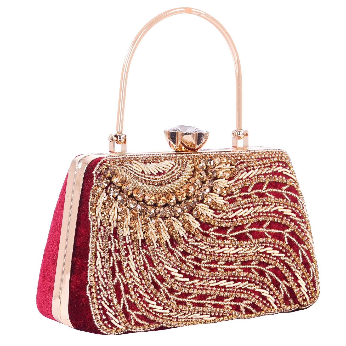 A.E Designer Embroidered Maroon Bridal Clutch for Women | Traditional