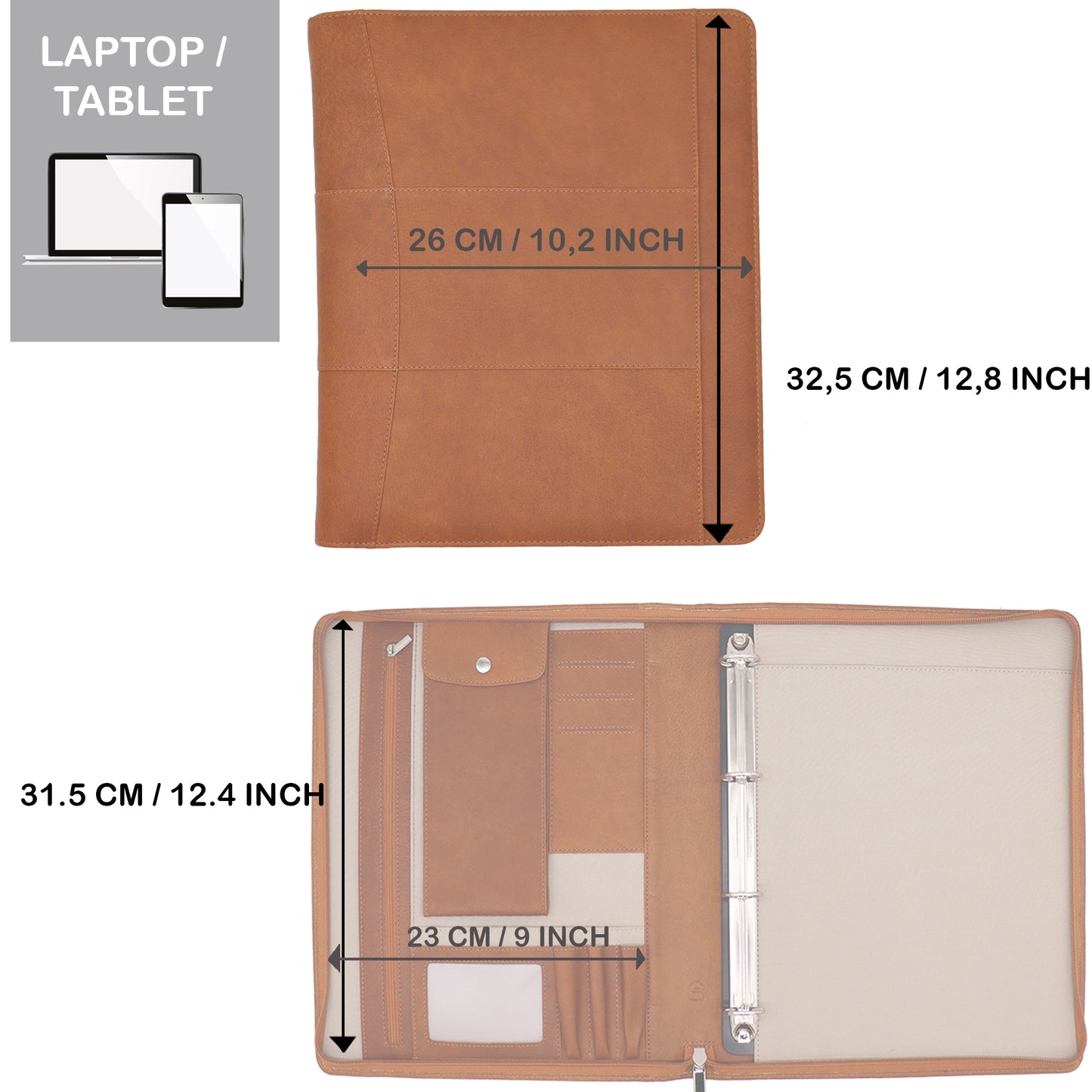 Safekeepers Leren Schrijfmap A4 met Pasjeshouder en Tracker