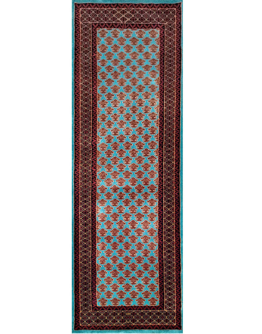 2×6 Feet Handmade Wool Carpet Runner Turquoise