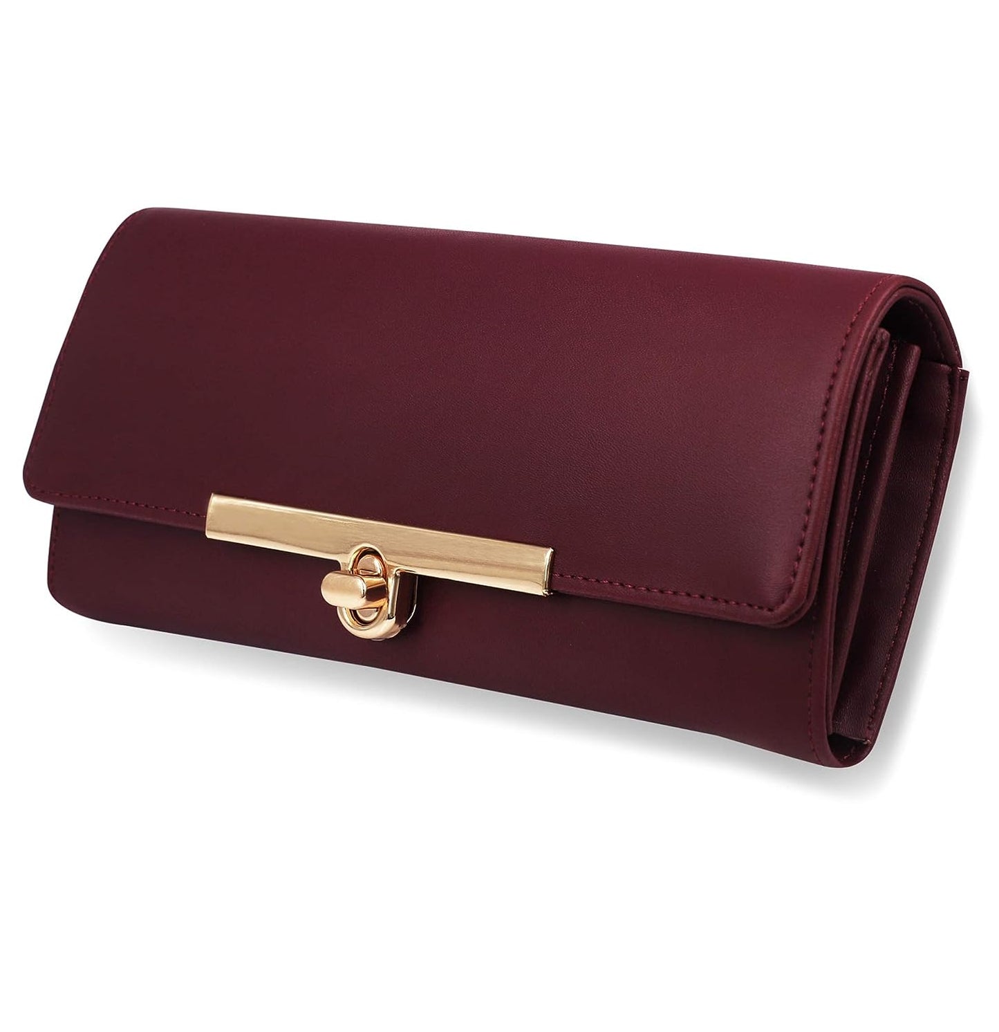Women's Maroon Hand Clutch Wallet