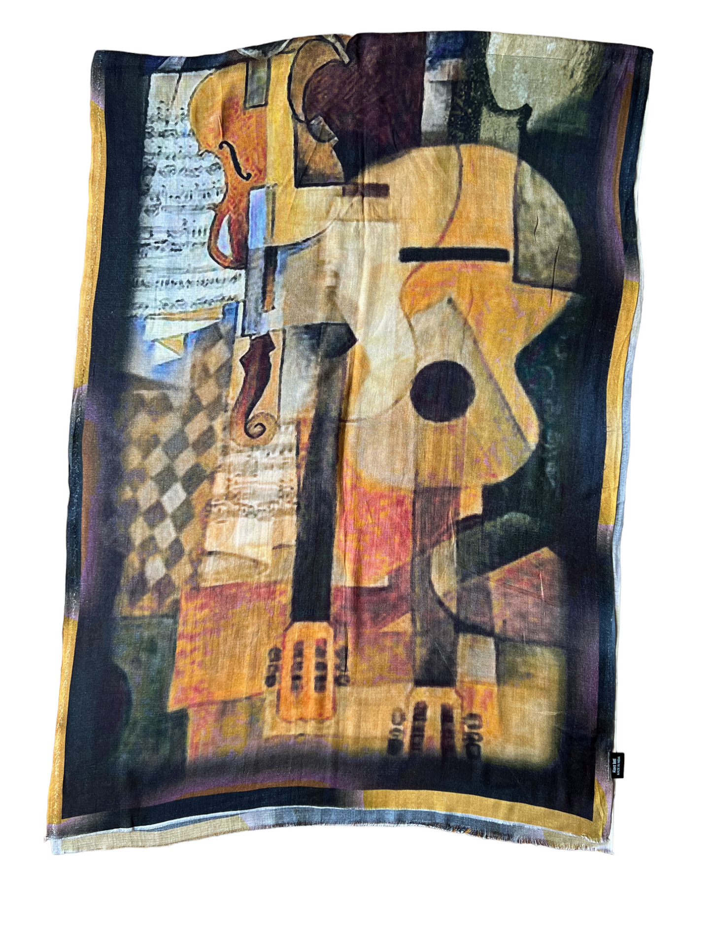 Brown and Rust Digitally Printed Abstract Watercolor Scarf