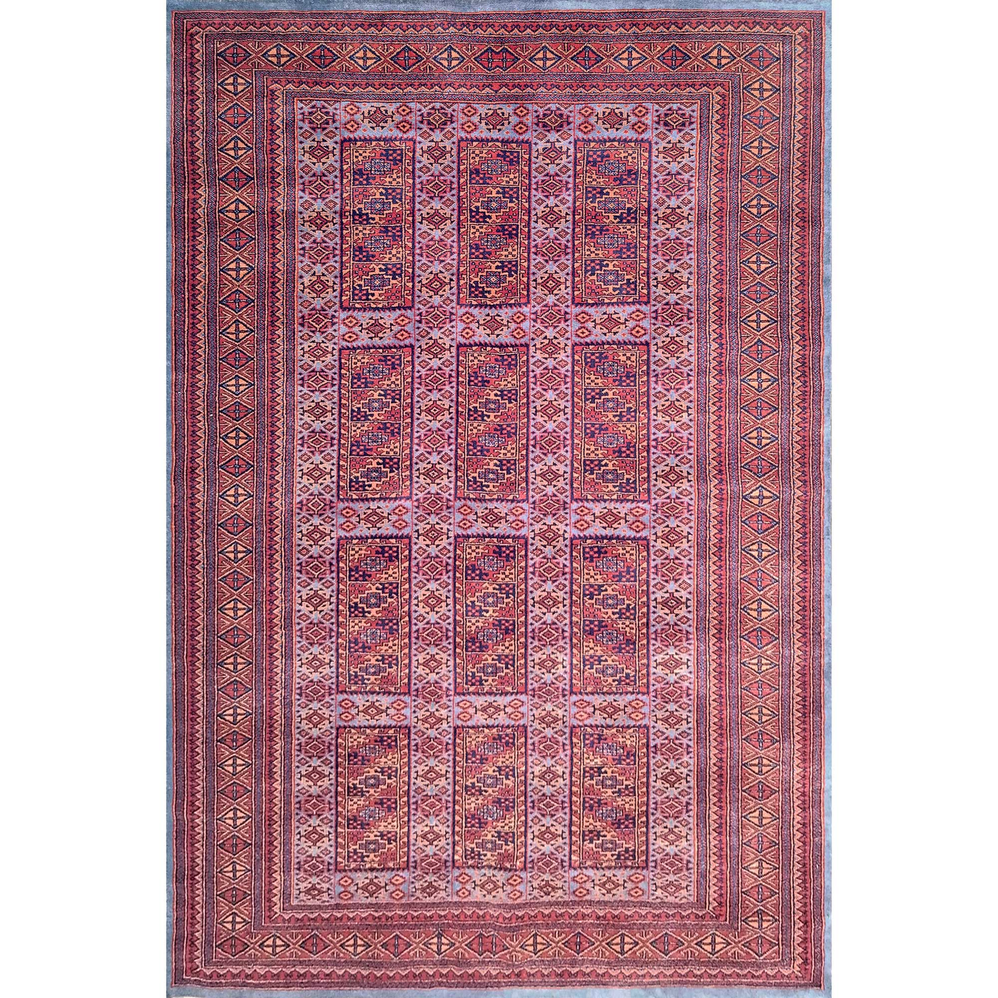 6×9 Feet Hand Knotted Blue Wool Carpet