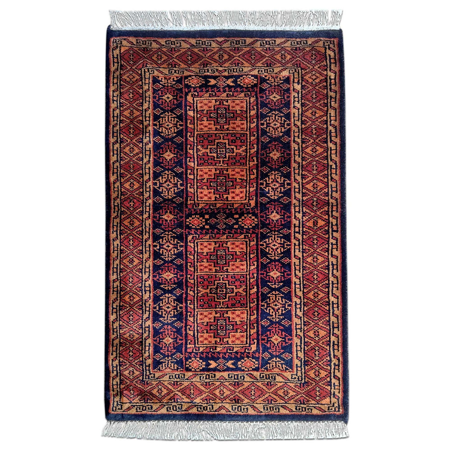 2×3 Feet Black Hand Knotted Wool Carpet Dubba