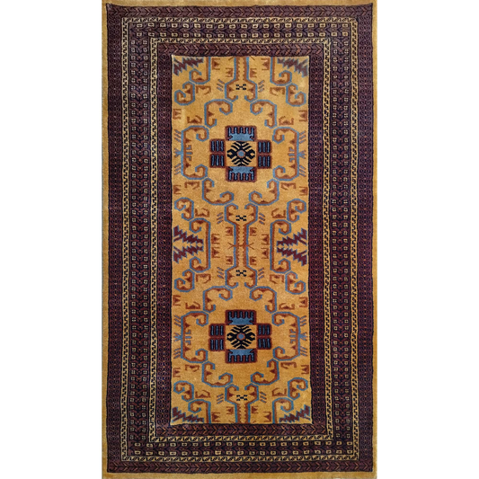 3×5 feet Hand Knotted Wool Carpet Camel Palace