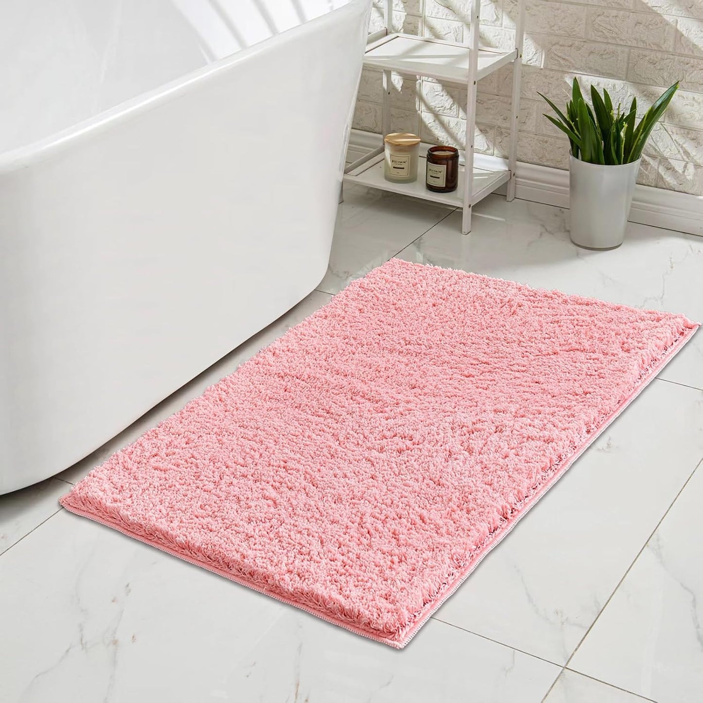 Pink Bathroom rug 24" x 16", Bath mats Non Slip