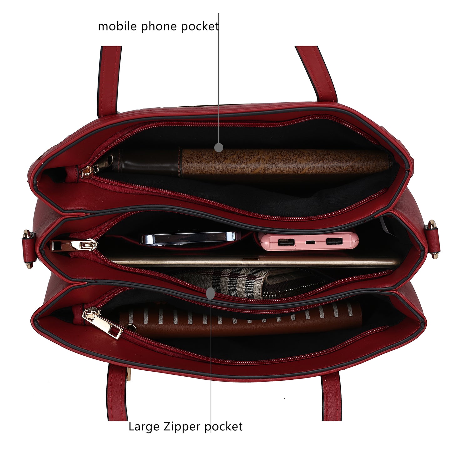 Quinn Triple Compartment Color Block Tote Handbag Women