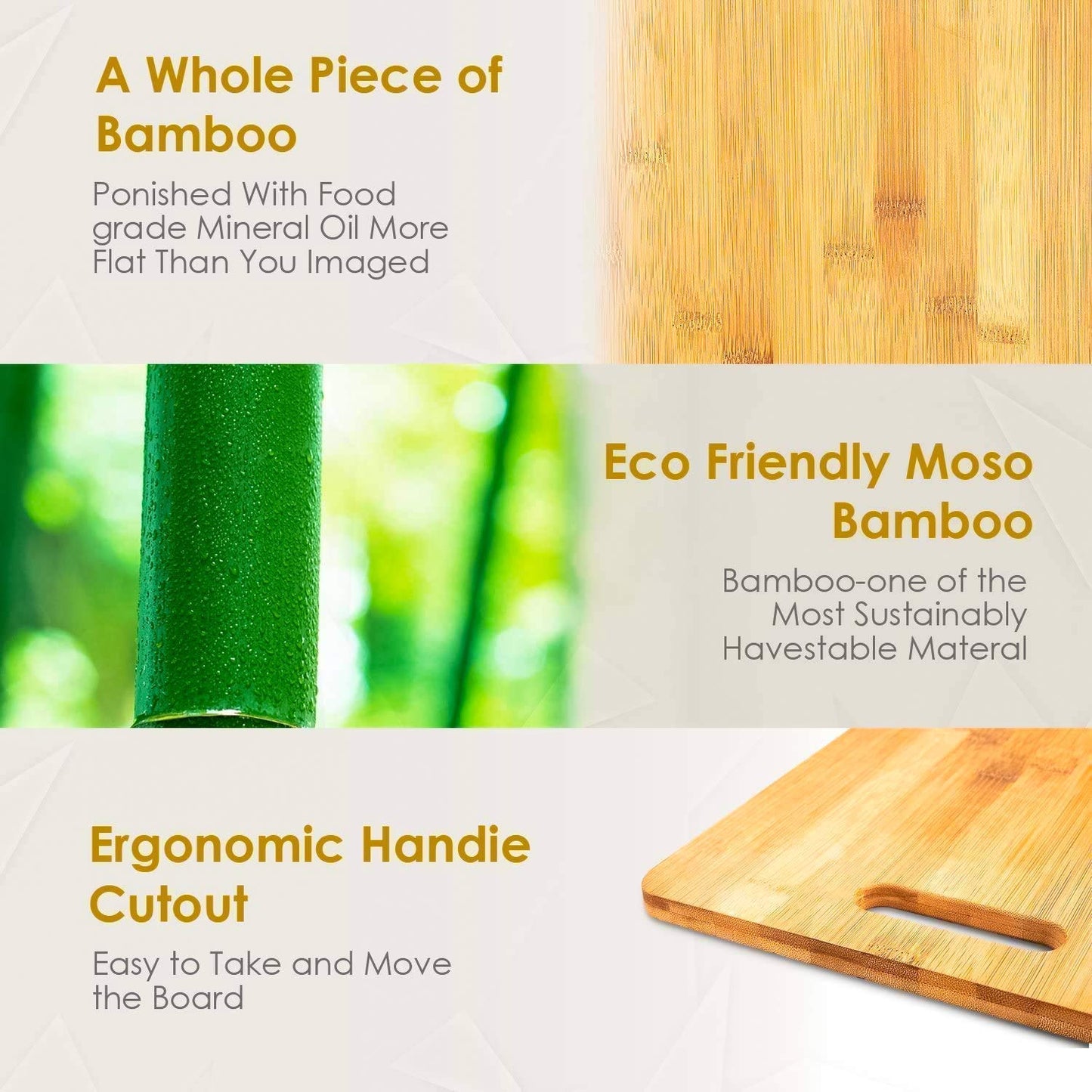 Natural Bamboo Wood Chopping Cutting Board for Kitchen (Small 34x24)