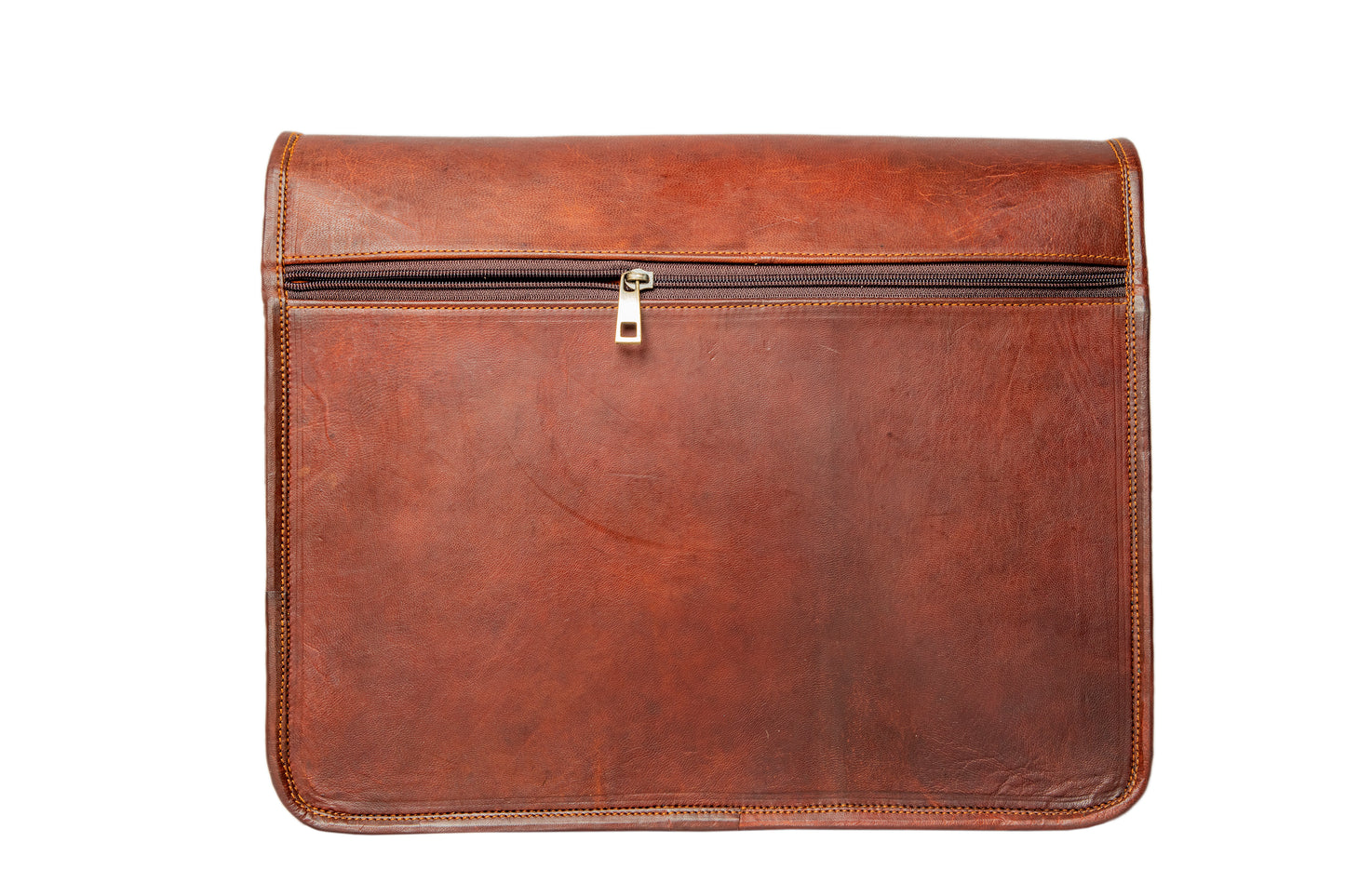 Handmade Brown Leather Crossbody Bag With Full Flap.