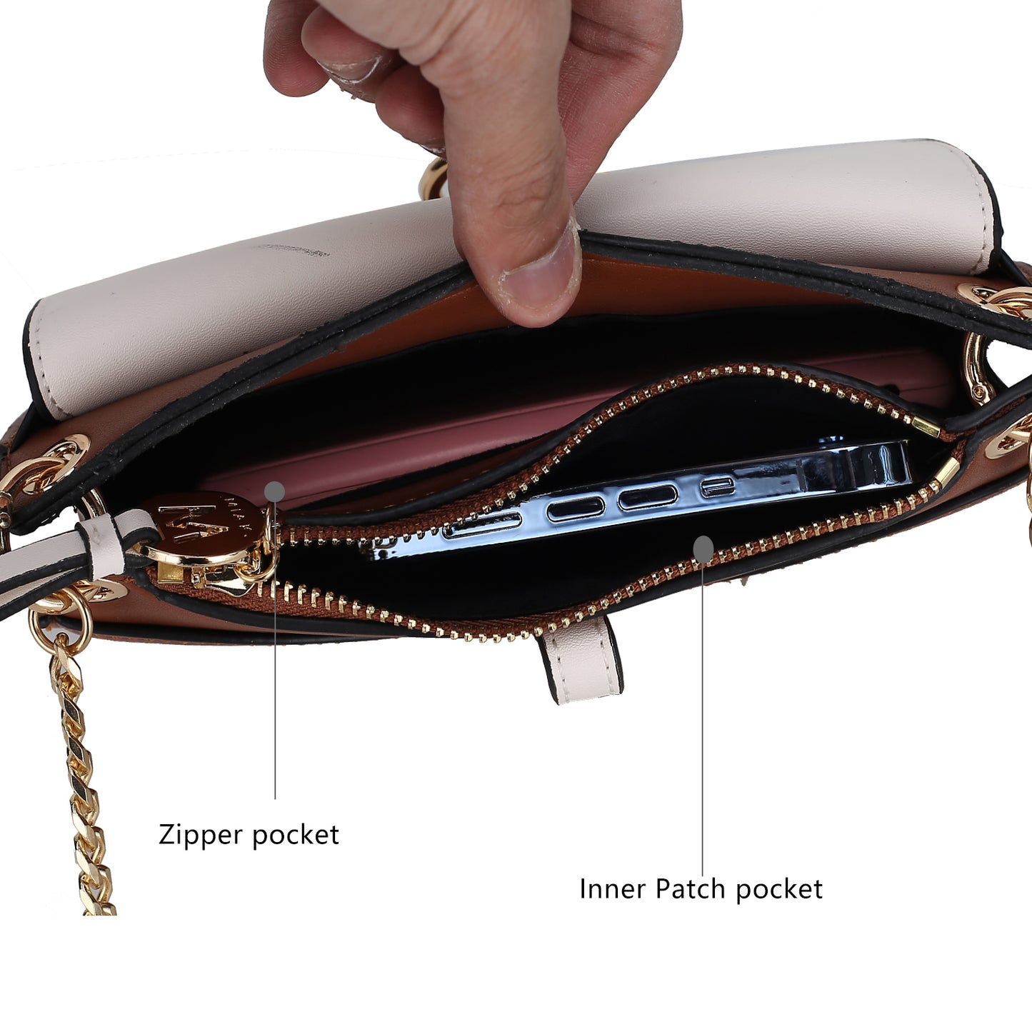 Jill Vegan Leather Women Color Block Crossbody Bag