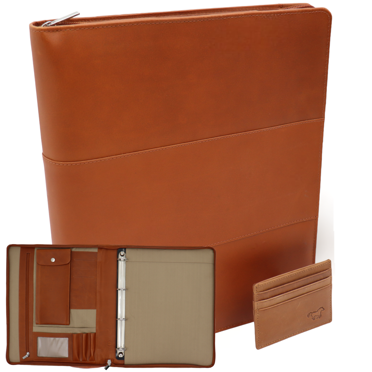 Safekeepers Leren Schrijfmap A4 met Pasjeshouder en Tracker