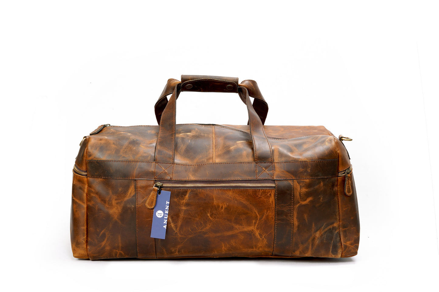 ANUENT Handmade Buffalo Leather Duffle Bag For Unisex.