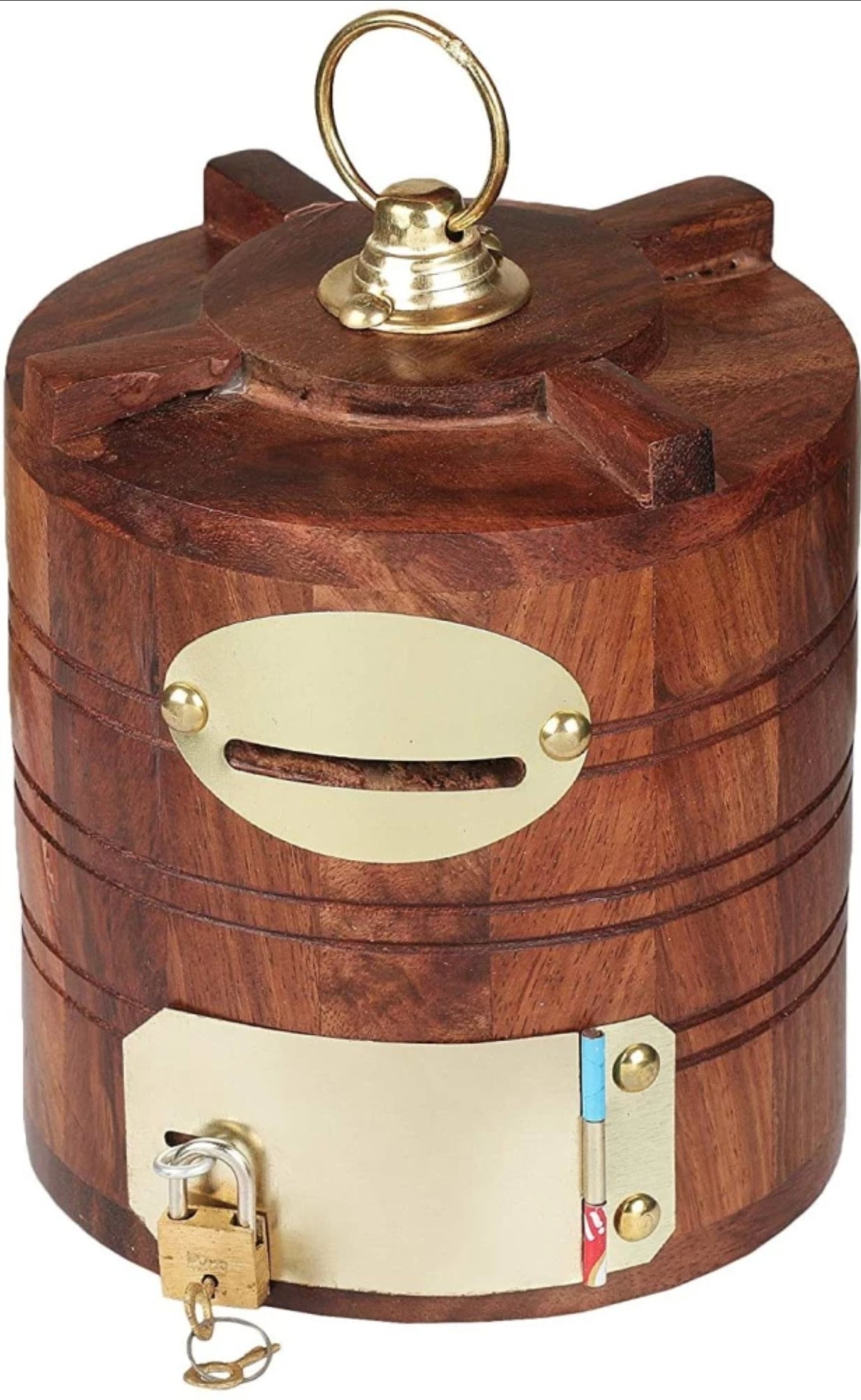Wooden tank shape piggy bank